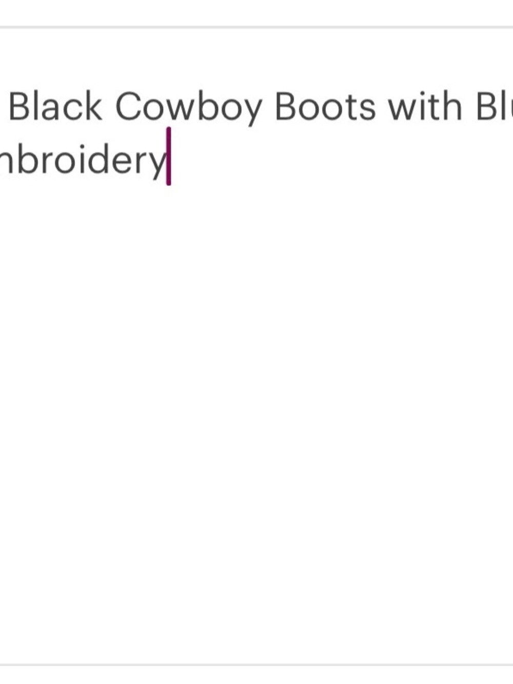 Old West Black Cowboy Boots with Blue & Purple Embroidery